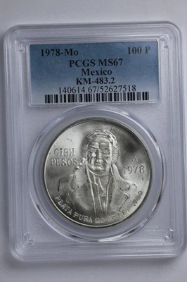 México 1978 Mo 100 Pesos KM 483.2 PCGS MS 67 Foto 1 de 2