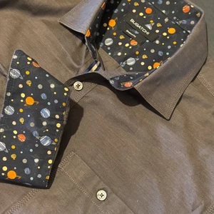 Bugatchi Button Down Shirt Outer Space Planet Print Long Sleeve Dress Shirt M - Picture 1 of 10