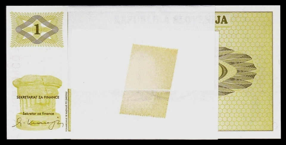 SLOVENIA 1 TOLARJEV P-1 1990 x 1000 Pcs Lot Brick 10 BUNDLE UNC PRE EURO EU NOTE - Image 1 of 4