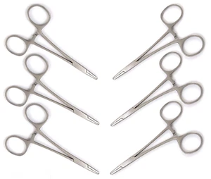 6x Artery Hemostat Mosquito Forceps straight 12 cm vessel surgical - Picture 1 of 8