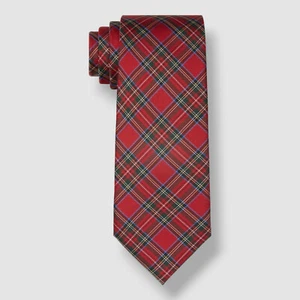 Tommy Hilfiger Men's Red Royal Stewart Plaid Slim Silk Tie 60 X 3 - Picture 1 of 1