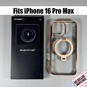 CASEKOO Case for iPhone 16 Pro Max - Clear w/ Gold Frame | Magnetic Stand | USED - Picture 1 of 21