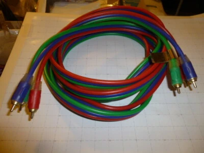 3 RCA Component Video Cable RGB  RCA  plugs Cord  DVD VCR LOT - Image 1 of 3