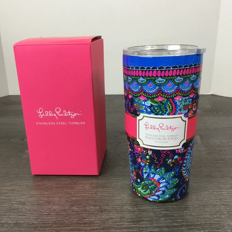 Taza térmica de acero inoxidable Lilly Pulitzer Take Me To The Sea 20 oz nueva con caja Foto 1 de 4