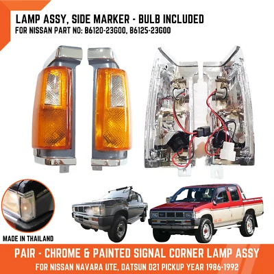 Chrome Grey Corner Turn Signal Lamp Light For Nissan Navara Ute D21 TD SD 86-92 - Image 1 of 4