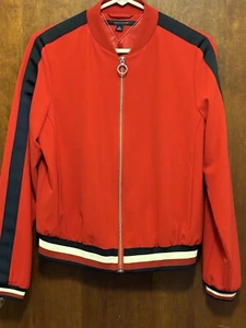 Tommy Hilfiger Jacket XS Full Zip Vintage Style Satin Lined Stripes Red - Picture 1 of 11