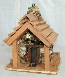 Vogelhaus große Hütte Handarbeit Holz Vogelhaus Stein Indoor/Outdoor - - Bild 1 von 11
