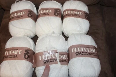 Seis - 4 oz. Madejas Acrílico/Poliéster COLUMBIA-MINERVA PERFORMER Hilo Blanco Foto 1 de 3