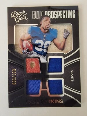 2016 Black Gold Prospecting Quad Materials White Gold #GQ17 Paul Perkins /199 - Image 1 of 3