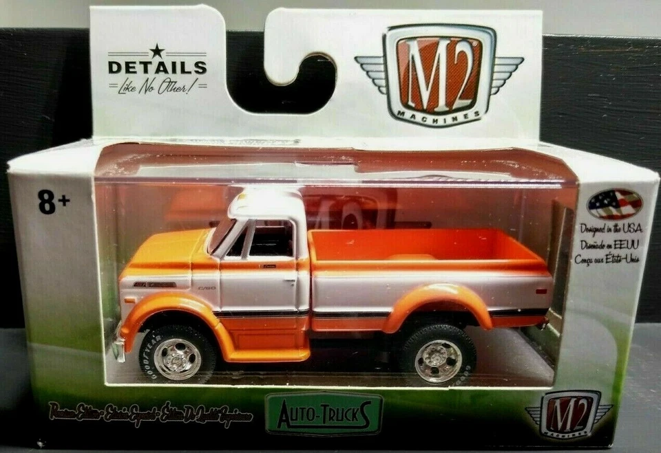 M2 Auto-Trucks 1970 Chevrolet C60 Truck R46 Orange/White 1:64 - Image 1 of 1