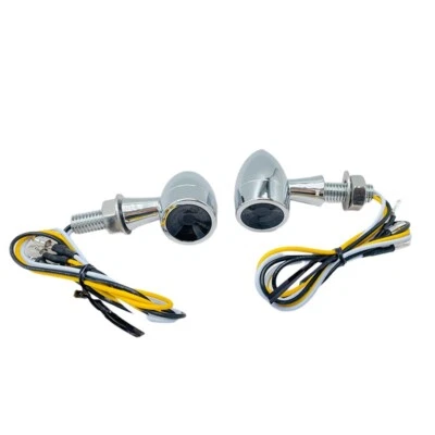 Mini Led Blinker Bullet Custom Bobber Alu-Gehäuse, E-geprüft, mit DRL, Chrome - Bild 1 von 4
