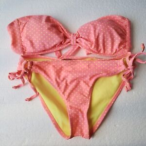 Joe Boxer Peach Yellow Polka Dot Bikini Swimsuit Size M