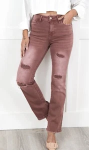 NWT Vervet Women’s Skylar High Rise Boot Cut Jeans Size 11 Dark Mauve Stretchy! - Picture 1 of 4
