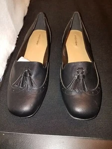 NWOB W's US12M/ comfort VIEW BLK FAUX LEA WINGTIP TASSEL LOAFER FLATS SHOES - Imagen 1 de 12