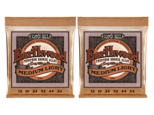 2-Pack Ernie Ball Earthwood Phosphor Bronze Medium Light Strings 2146 (12-54) - Picture 1 of 4