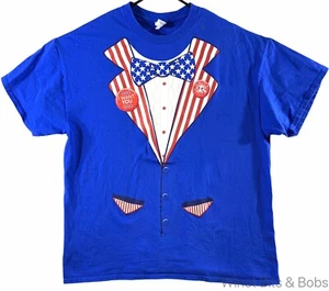 T-shirt grafica da uomo Gildan XL rossa bianca blu patriottica ""I Want You"" cotone - Foto 1 di 5