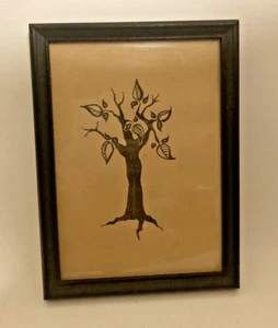 MID-CENTURY ORIGINAL HAND SKETCHED ABSTRACT FRAMED ART DRAWING - TREE of LIFE - Picture 1 of 4