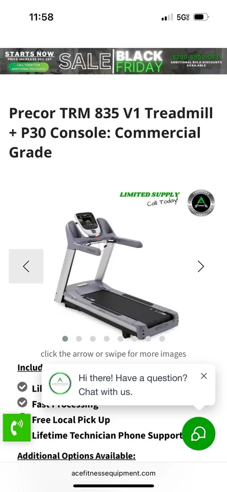 Precor TRM 835 V1 跑步机 + P30 控制台:商用级 — 第 1/1 张图片