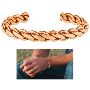 Men Women Pure Copper Bracelet Solid Heavy Twist Therapy Arthritis Pain Healing - Picture 1 of 1