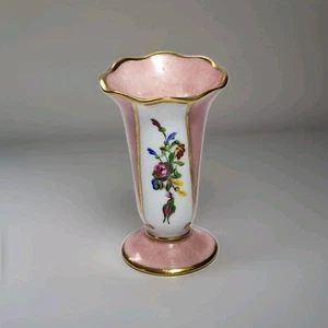 Ende des 19. Jahrhunderts handbemalte Vase 4 Zoll hoch schwer Goldbesatz - Bild 1 von 4
