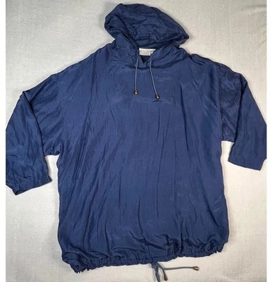 Venezia Vitale Azul Marino Seda Pullover con Capucha Chaqueta Anorak Cordón Talla 22/24 Foto 1 de 4
