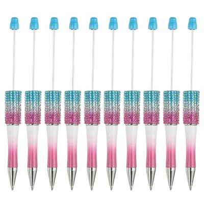 Diamond Beadable Pens, 10 Pcs Black Ink Ballpoint Pens, Blue/White/Purple - Image 1 of 4