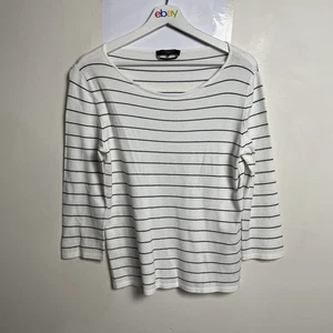 Weekend Max Mara Women’s Top Cotton Blend White Striped Size XL Italy Made - Picture 1 of 8