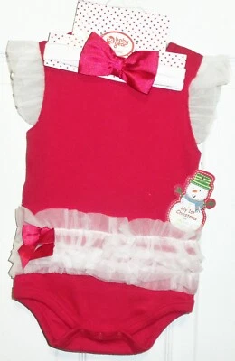 Body Baby Gear My 1st Christmas Rojo y Blanco TuTu y Diadema Talla 6-9 M NUEVO Foto 1 de 2