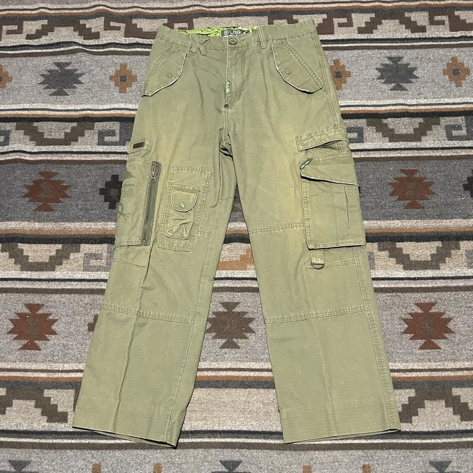 Vintage LRG Mens Cargo Pants 32 Green Wide Leg Baggy Skate Hip Hop Y2K D9 - Image 1 of 4