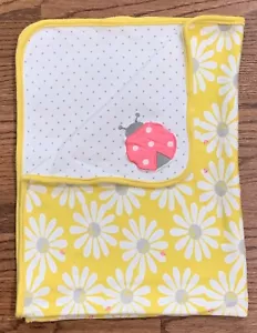Carters Just One You Baby Blanket Yellow Flowers Ladybug 32 X 24 Cotton - Picture 1 of 3