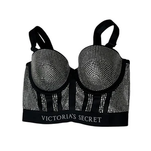 Balmain For Victoria’s Secret 36B Swarovski Lined Strapless Halter Bra Crystal - Picture 1 of 9