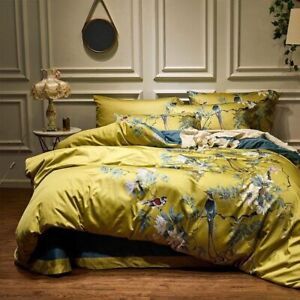 Luxury Egyptian Cotton Bedding Set Duvet Cover Bed Sheet Pillowcases Bedclothes