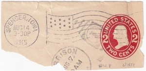 STAMP SCOTT U411 "Washington-White Paper" 2 CENT 1907 USED FLAG DATE CANCEL 1915 - Picture 1 of 1