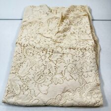 vintage lace tablecloth cotton oval floral beige sheer french country