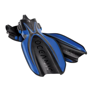 Oceanic Manta Ray Open Heel Fins with Spring Straps, Oceanic Blue/Black - Picture 1 of 2