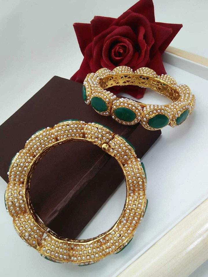 Bollywood Fashion Gold Plated Indian Jewelry Bangles Set of 2 Pcs For Women - Image 1 of 1