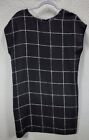 Vince Women's Black Plaid Silk Mini Shift Dress Pockets Short Sleeve Size Xs