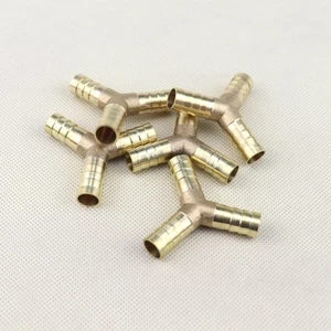5Pcs 3/8" Y-3 Way Brass Hose Barb Fitting Pipe Tubing Splicer Fuel Water Gas Air - Picture 1 of 6