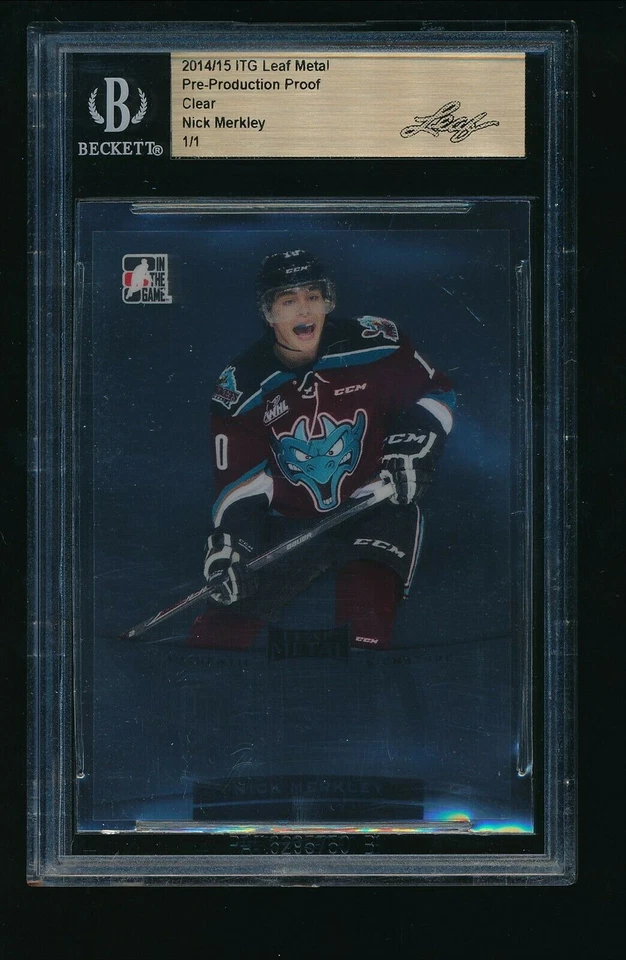2014-15 ITG Leaf Metal Pre-Production Proof Clear Nick Merkley 1/1 — 第 1/1 张图片