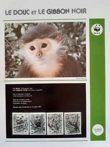 WWF Lot de feuilles 4 FDC + série SINGES DOUC GIBBON NOIR Vietnam 1987 - Photo 1/8
