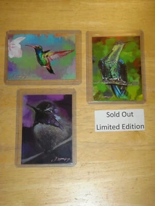 HUMMINGBIRD Art Cards (#1) #2 #3 Complete Set Limited 12/50 Edward Vela Birds - Picture 1 of 9