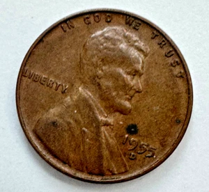 1955 D Penny Lincoln Wheat Errors Reverse Distorted M (UNUM) Weak strike - Bild 1 von 6