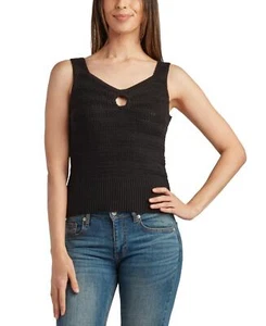 Bcx Junior's Sleeveless Open Stitch V-Neck Sweater Top - Black, XL ESF18807 - Picture 1 of 2