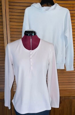 Lot 2 SOFT SERVE White Hoodie MADE IN USA XS - Sonoma Pink Pullover Snap Small - Image 1 of 4