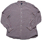 J. Crew Flex Washed Slim Men Xl Burgundy Blue Check Long Sleeve Button-Up Shirt