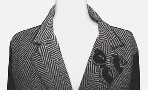 Coldwater Creek One Button Jacket Blazer XL Bk and White Front, Blk Velour Back - Picture 1 of 10