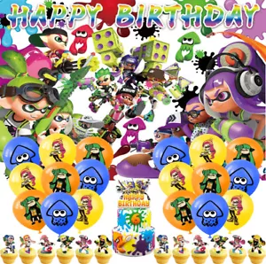 Splatoon Party Zubehör Geburtstag Deko Set Luftballons Tortenaufleger Banner - Bild 1 von 7