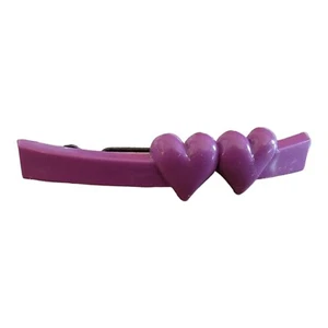 Vintage 1980s Hair Barrette Purple Heart Curved USA 2.75" - Picture 1 of 6