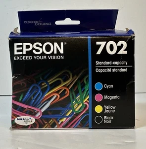 Epson 702 T702120-BCS Ink Cartridge Combo Pack Black Yellow Cyan Magenta exp ‘23 - Picture 1 of 6