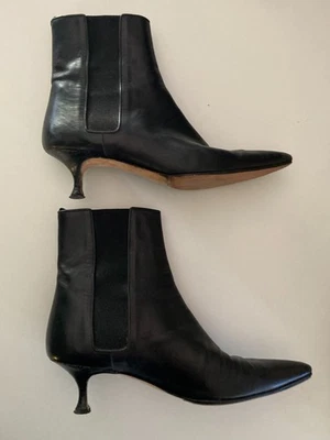 MANOLO BLAHNIK Botines Cuero Negro Italiano Talla 40 US 9 - 9.5 Foto 1 de 4
